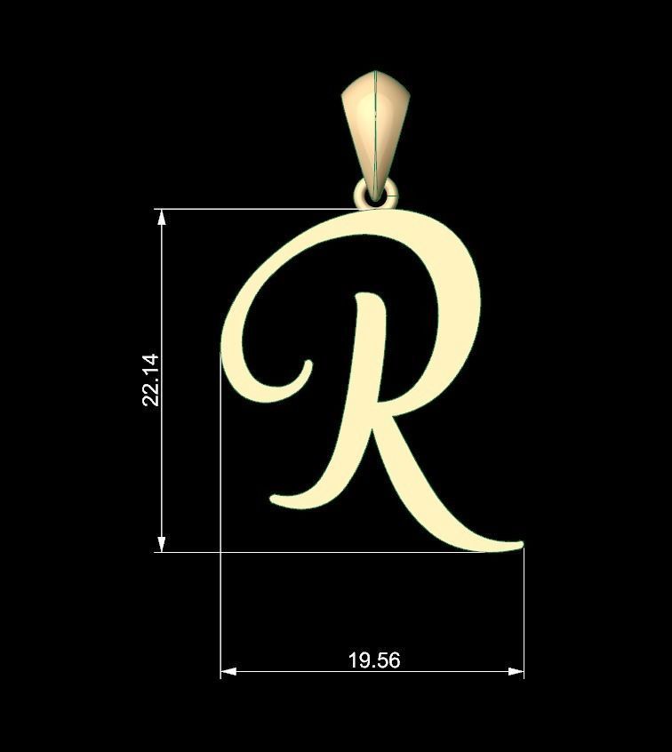 Initial Letters Pendant Amarillo R 3D print model_5