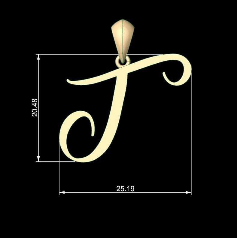 Initial Letters Pendant Amarillo T 3D print model_5