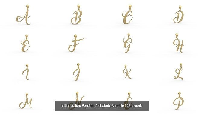 Initial Letters Pendant Alphabets Amarillo 3D Model Collection