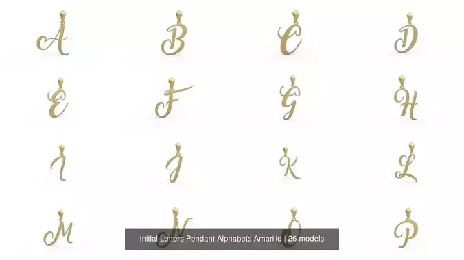 Initial Letters Pendant Alphabets Amarillo 3D Model Collection
