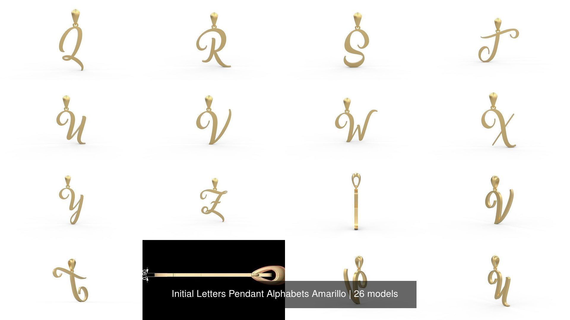 Initial Letters Pendant Alphabets Amarillo 3D Model Collection_2