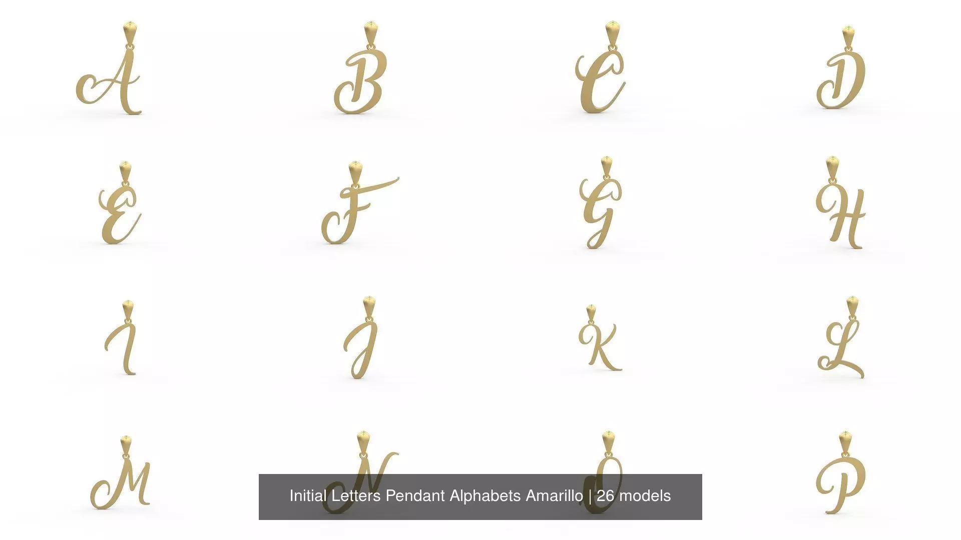 Initial Letters Pendant Alphabets Amarillo 3D Model Collection_1
