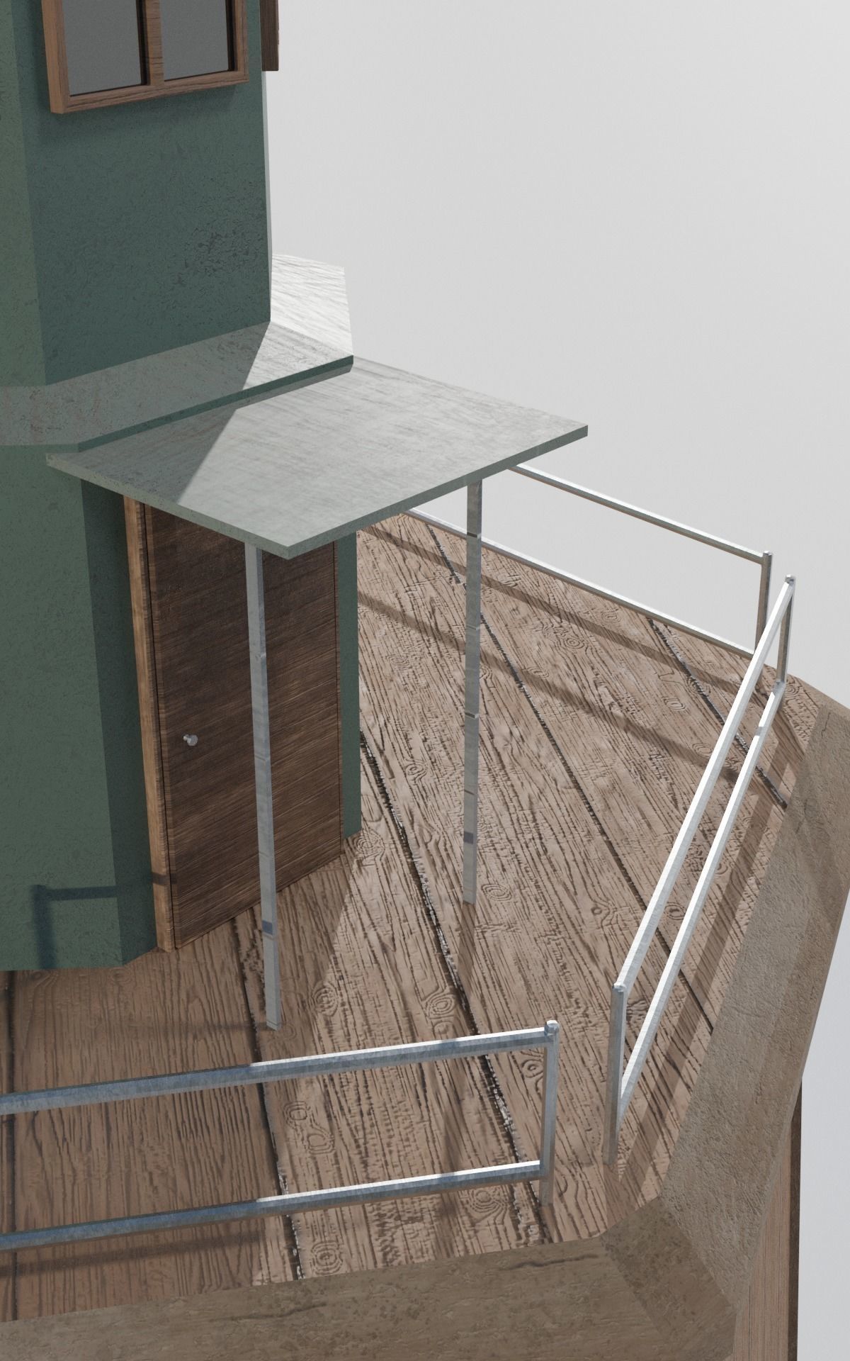 wooden tower with a metal upper floor 3D model_9
