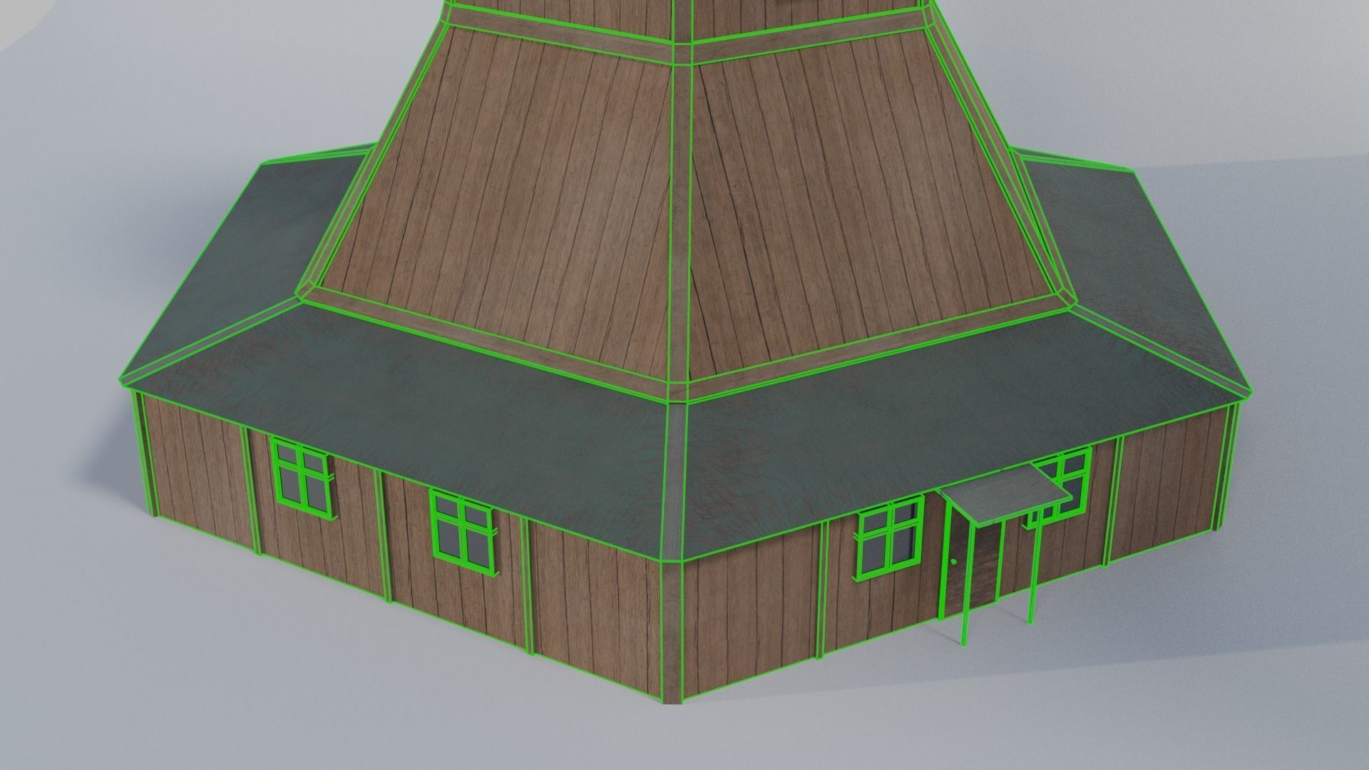 wooden tower with a metal upper floor 3D model_3