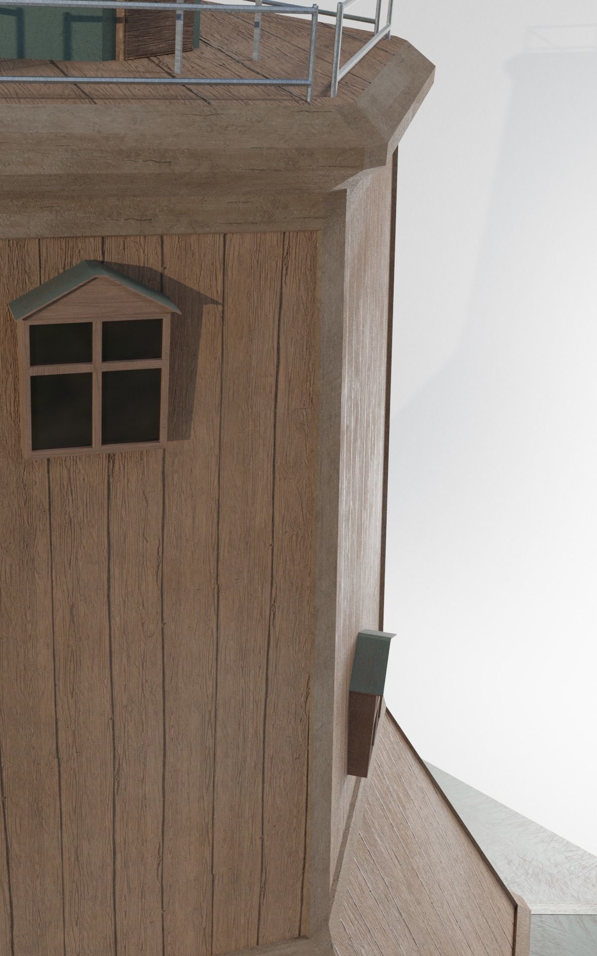 wooden tower with a metal upper floor 3D model_10