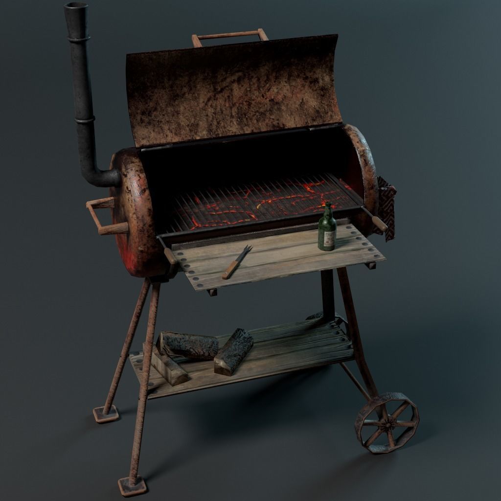 BBQ Grill Rust LowPoly 3D Model 3D model_1