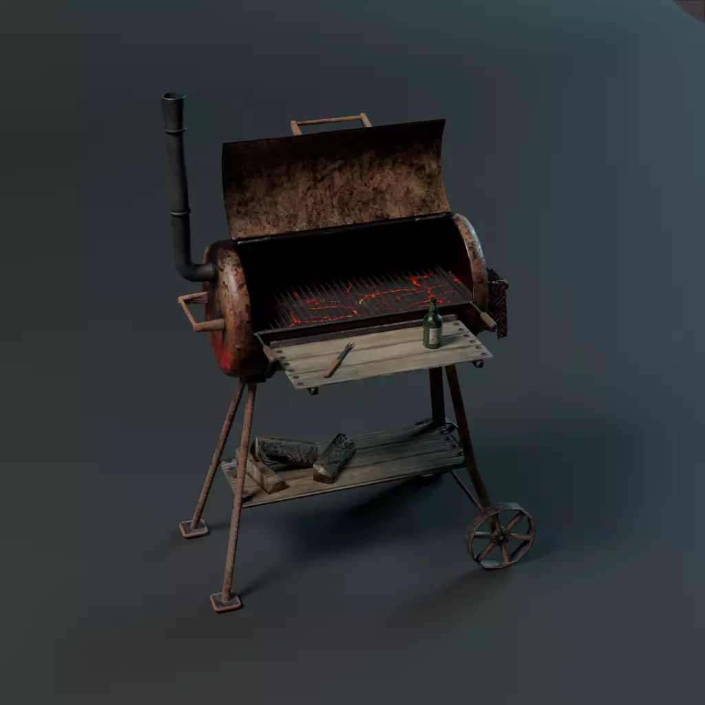 BBQ Grill Rust LowPoly 3D Model 3D model_0