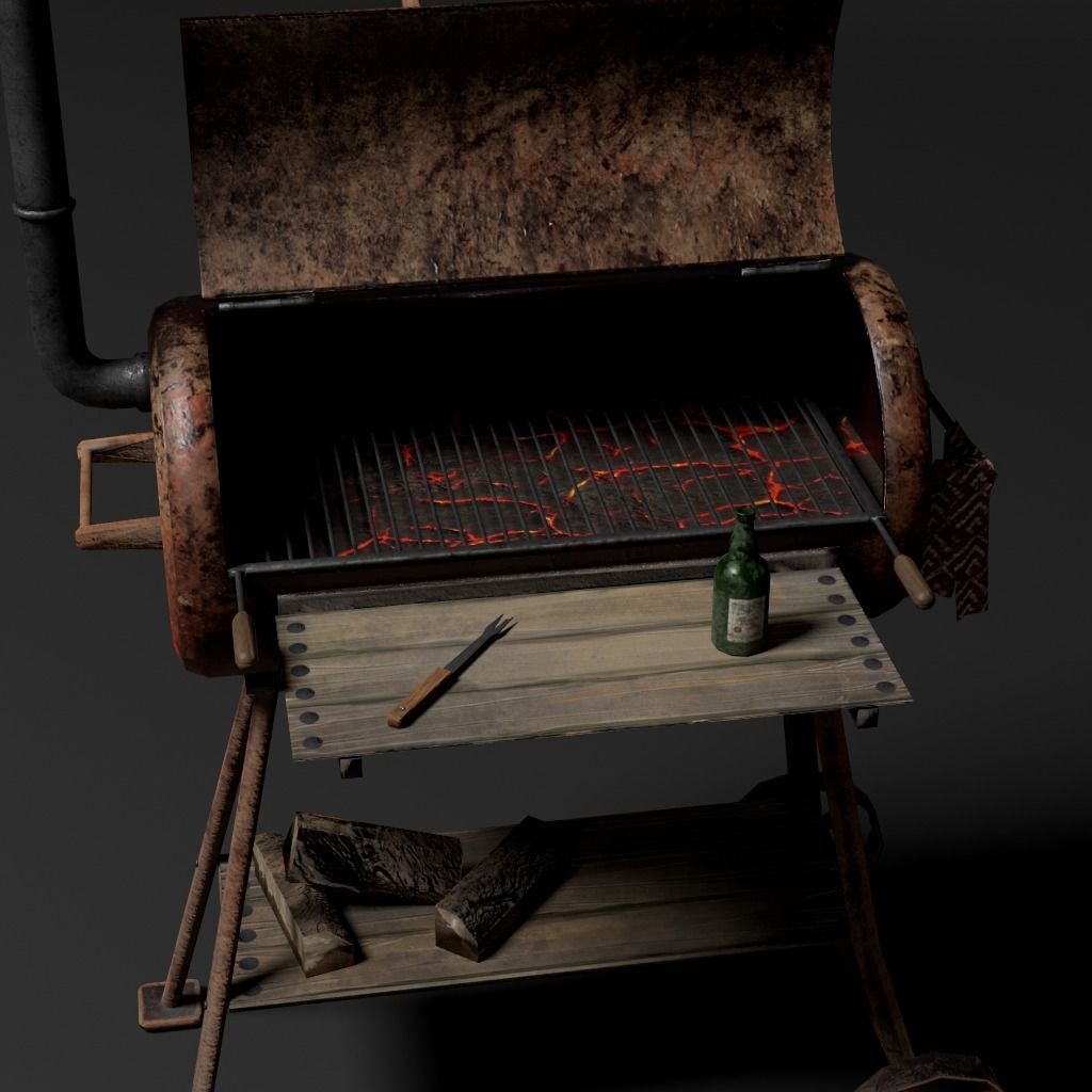 BBQ Grill Rust LowPoly 3D Model 3D model_3