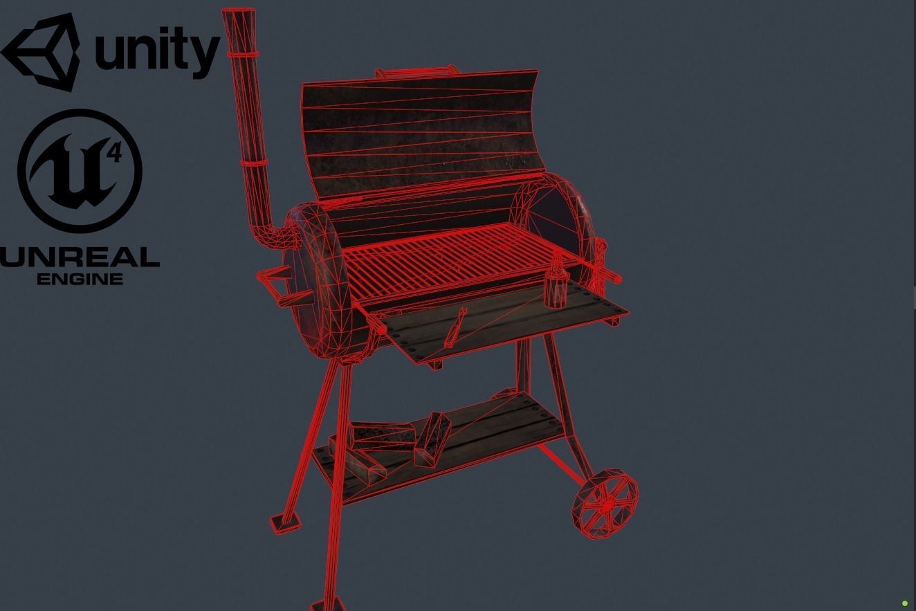 BBQ Grill Rust LowPoly 3D Model 3D model_6