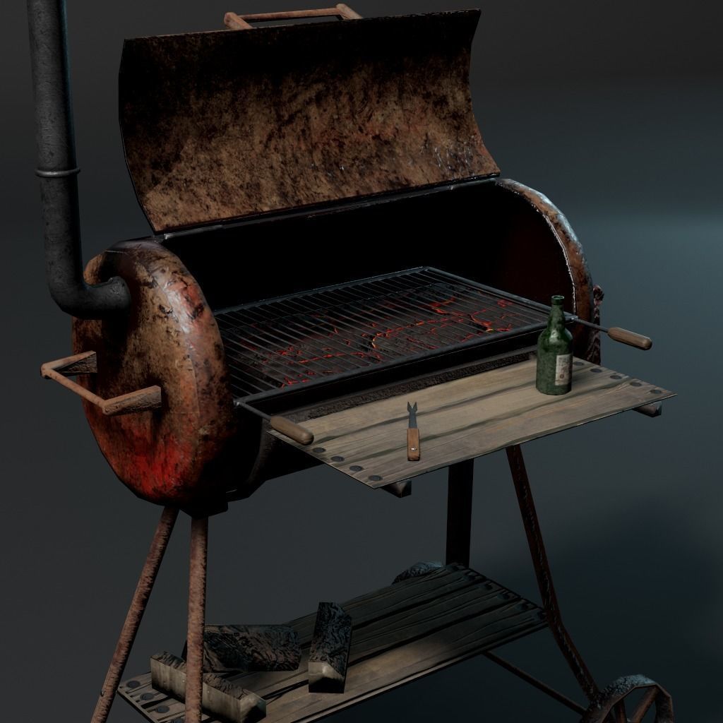 BBQ Grill Rust LowPoly 3D Model 3D model_2