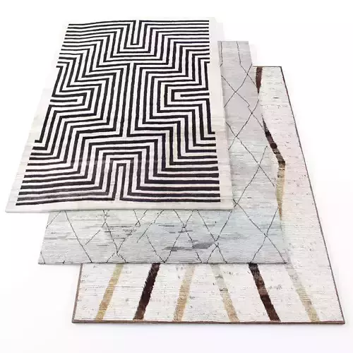 Rugs-1271 three rugs with geometric patterns