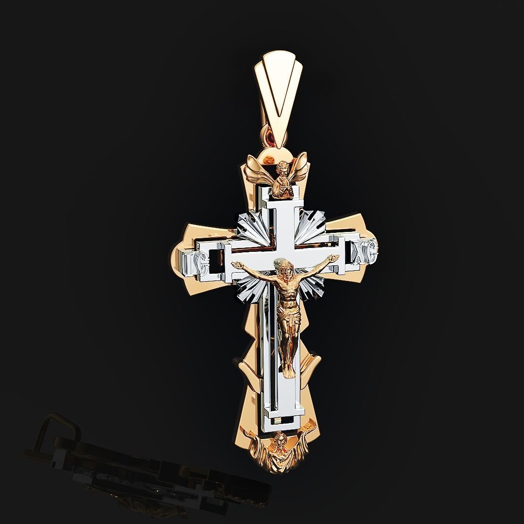 Cross gold pendant 3D print model_1