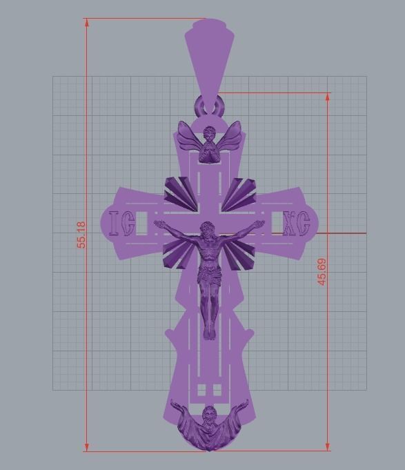 Cross gold pendant 3D print model_4