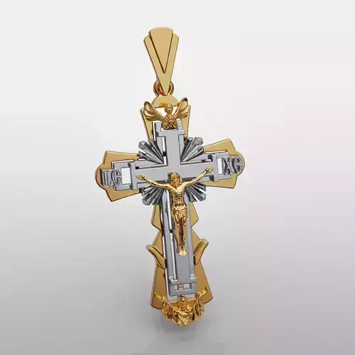 Cross gold pendant 3D print model