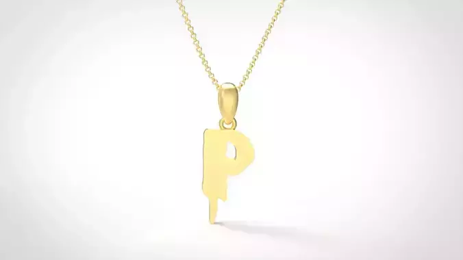 Model 591 Blood Horror Initial P Letter Diamond Pendant