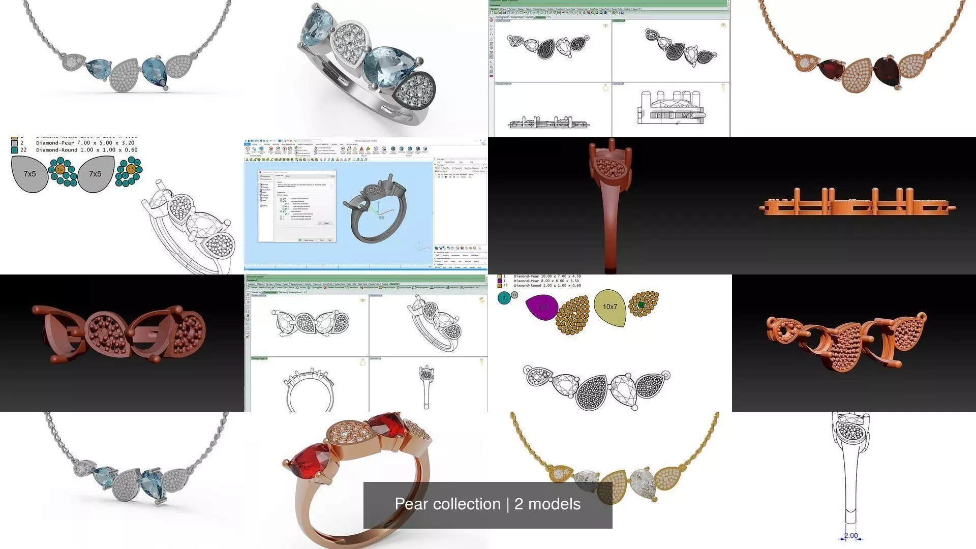 Pear collection ring with topaz and diamonds _1