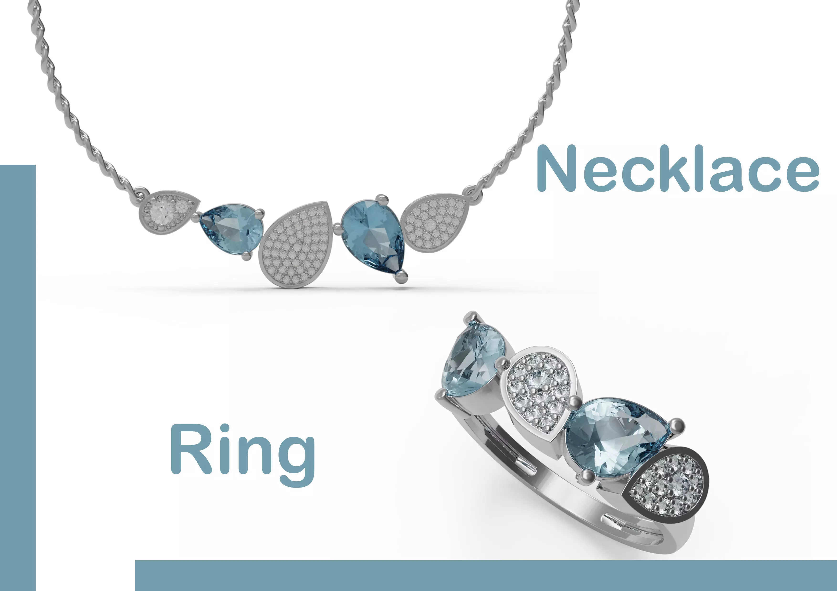 Pear collection ring with topaz and diamonds _0