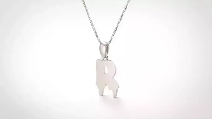 Model 592 Blood Horror Initial R Letter Diamond Pendant