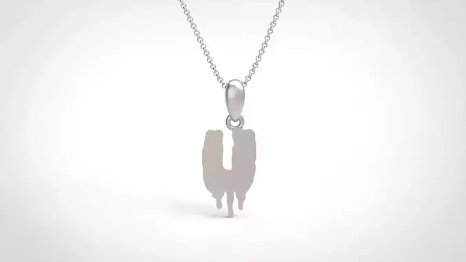 Model 595 Blood Horror Initial U Letter Diamond Pendant