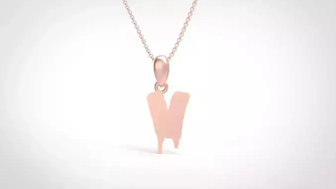 Model 596 Blood Horror Initial V Letter Diamond Pendant