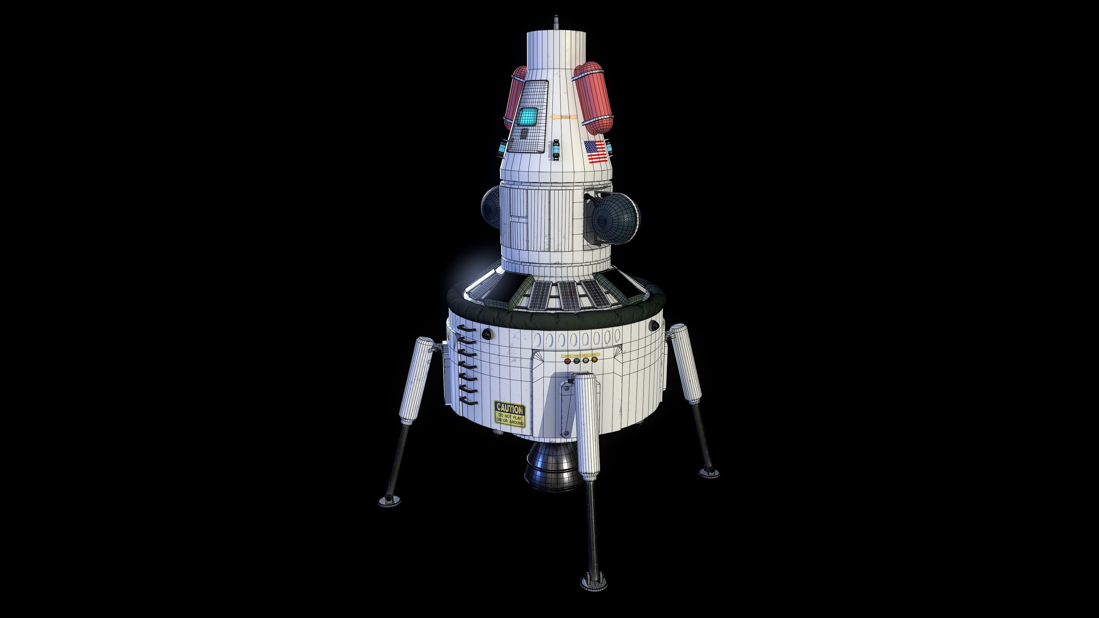 Space-ship star wars spacecraft Low-poly 3D model_7