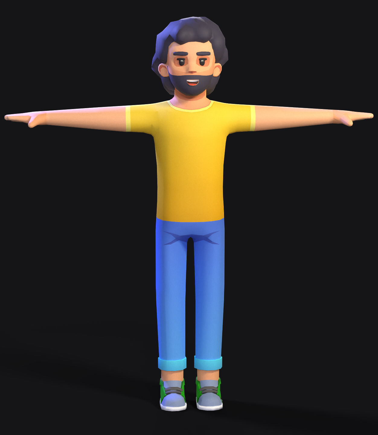 Cartoon simple lowpoly gamecharacter boy Low-poly 3D model_3