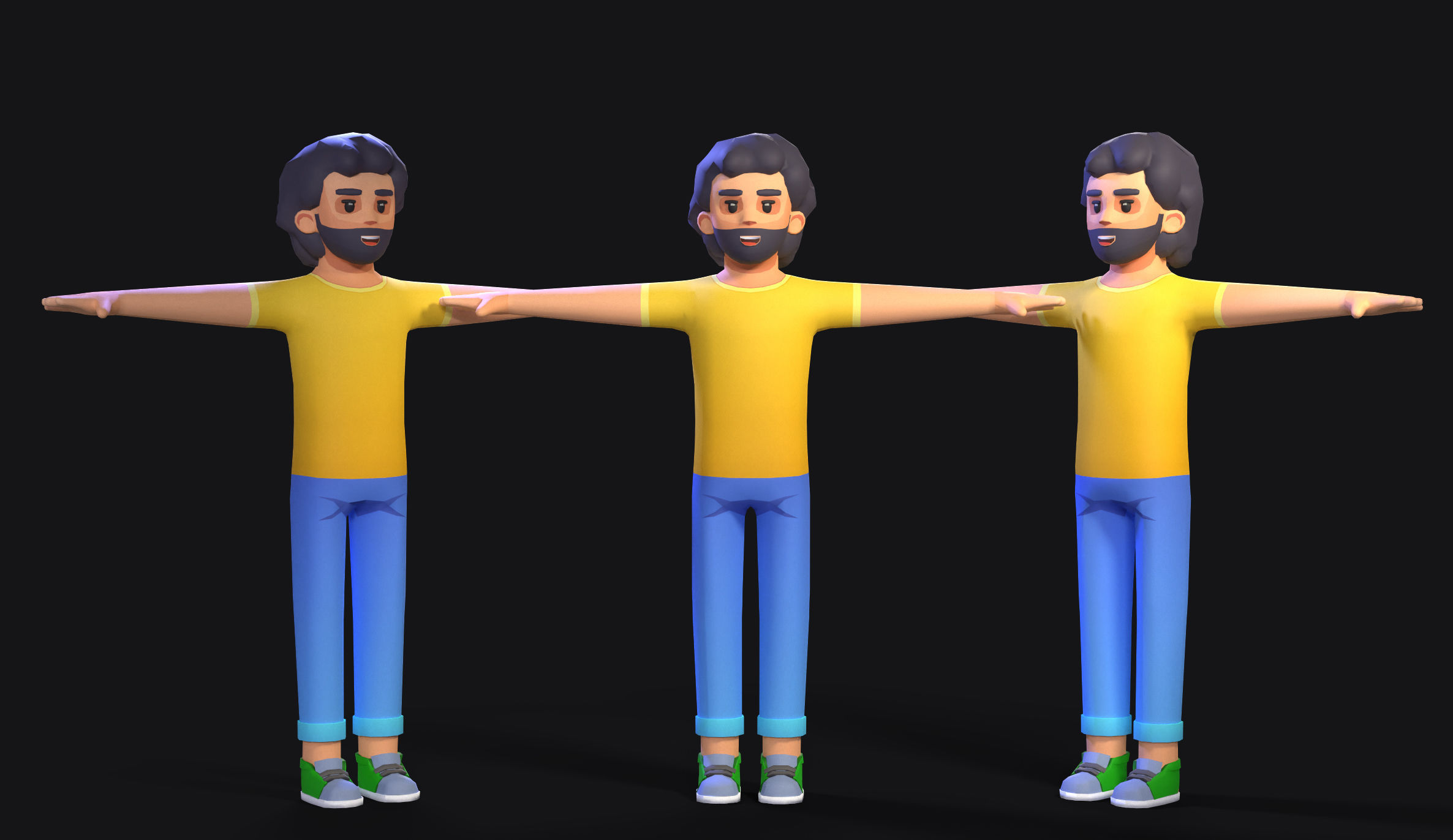 Cartoon simple lowpoly gamecharacter boy Low-poly 3D model_1