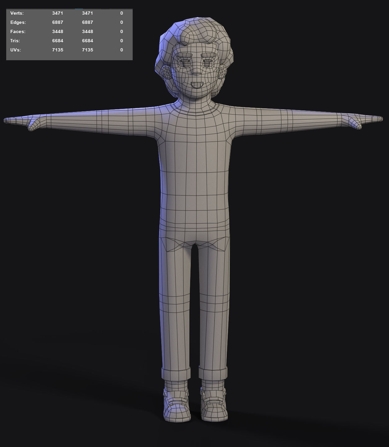 Cartoon simple lowpoly gamecharacter boy Low-poly 3D model_2