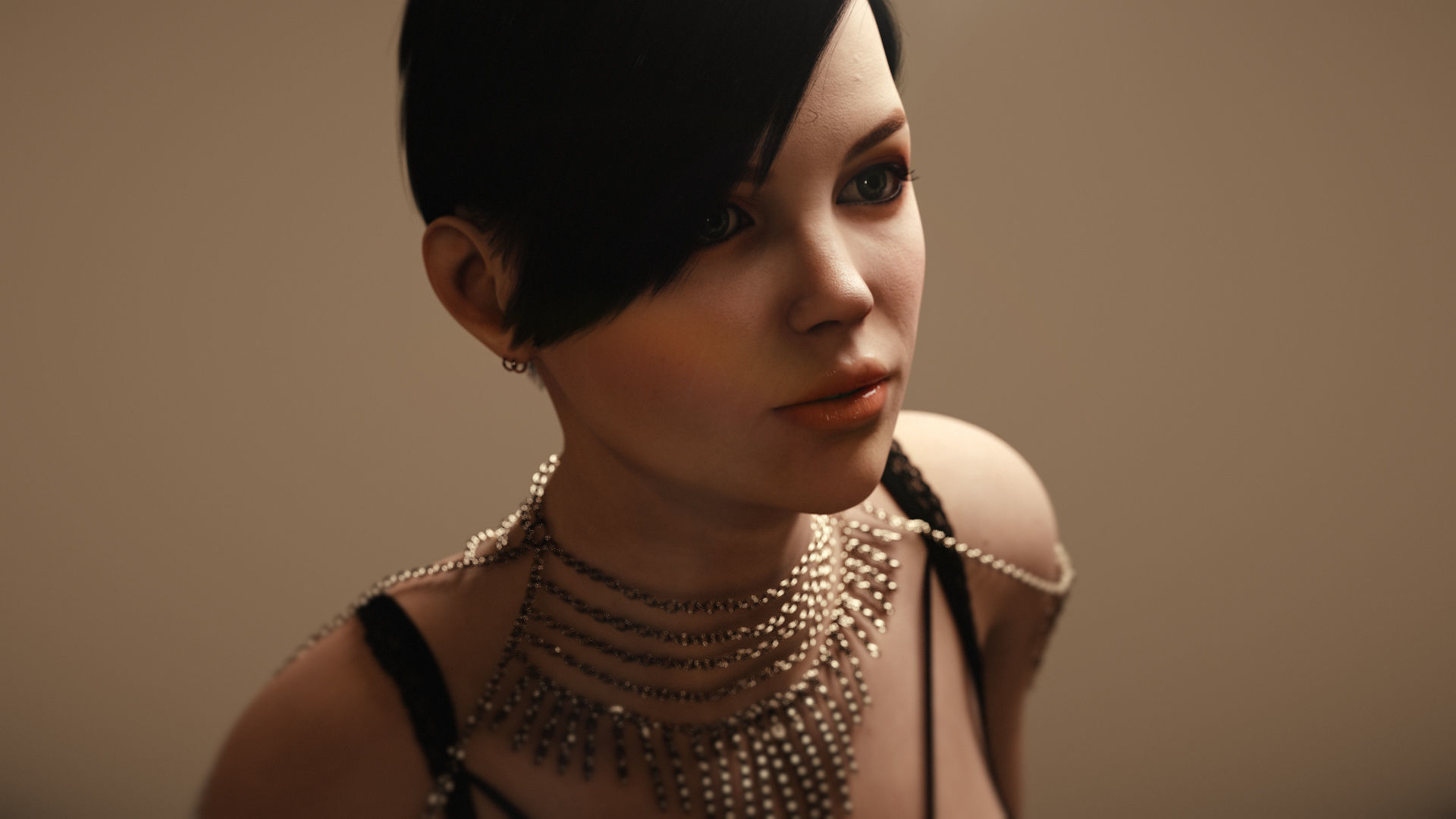 Kristine Rigged Female Model with Facial Blend shapes Low-poly 3D model_4