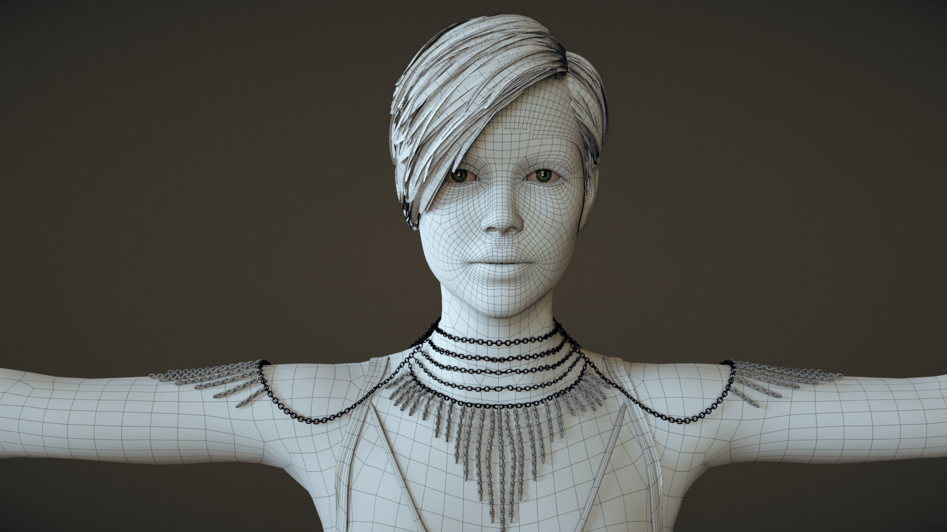 Kristine Rigged Female Model with Facial Blend shapes Low-poly 3D model_6