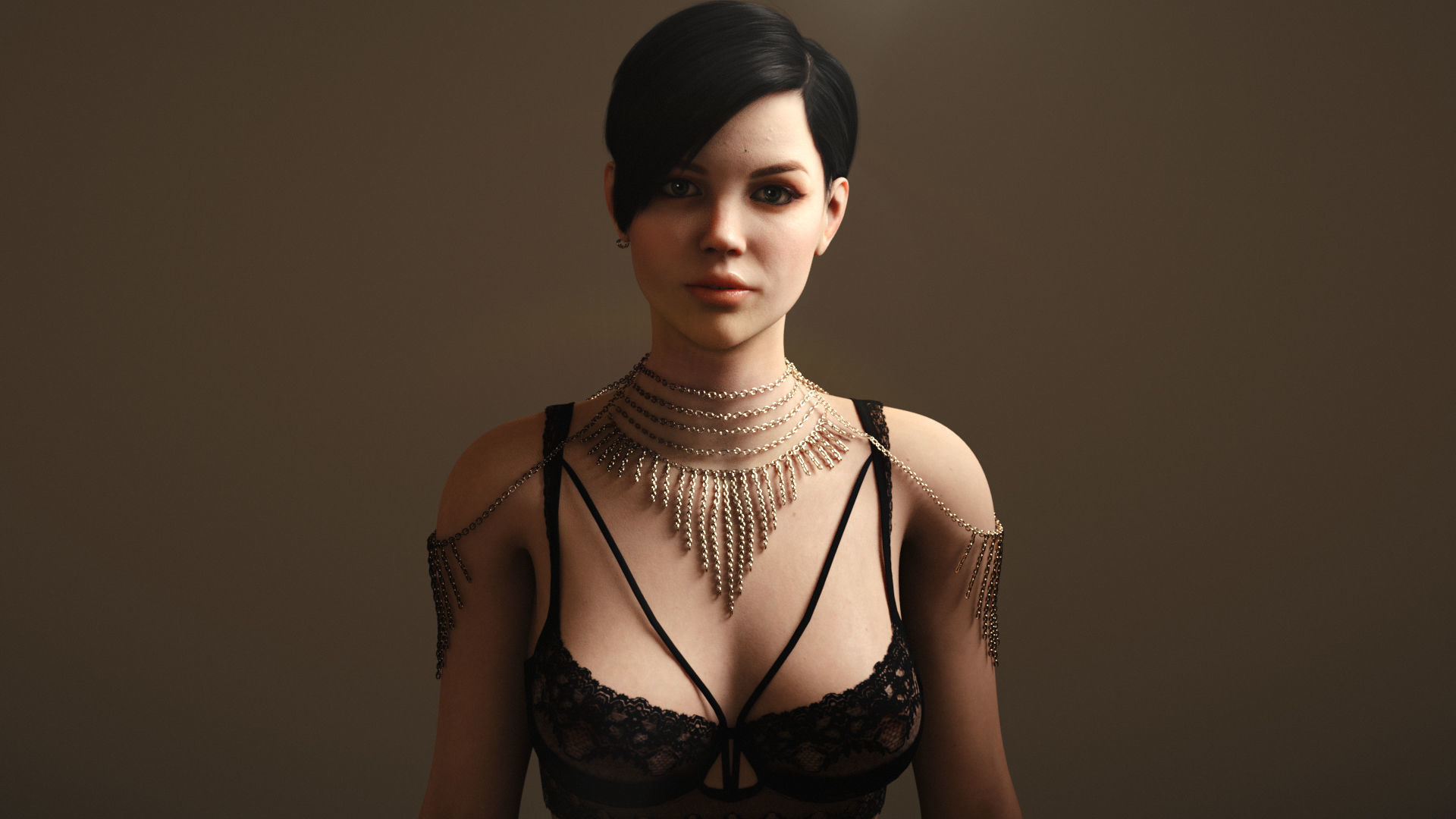 Kristine Rigged Female Model with Facial Blend shapes Low-poly 3D model_2