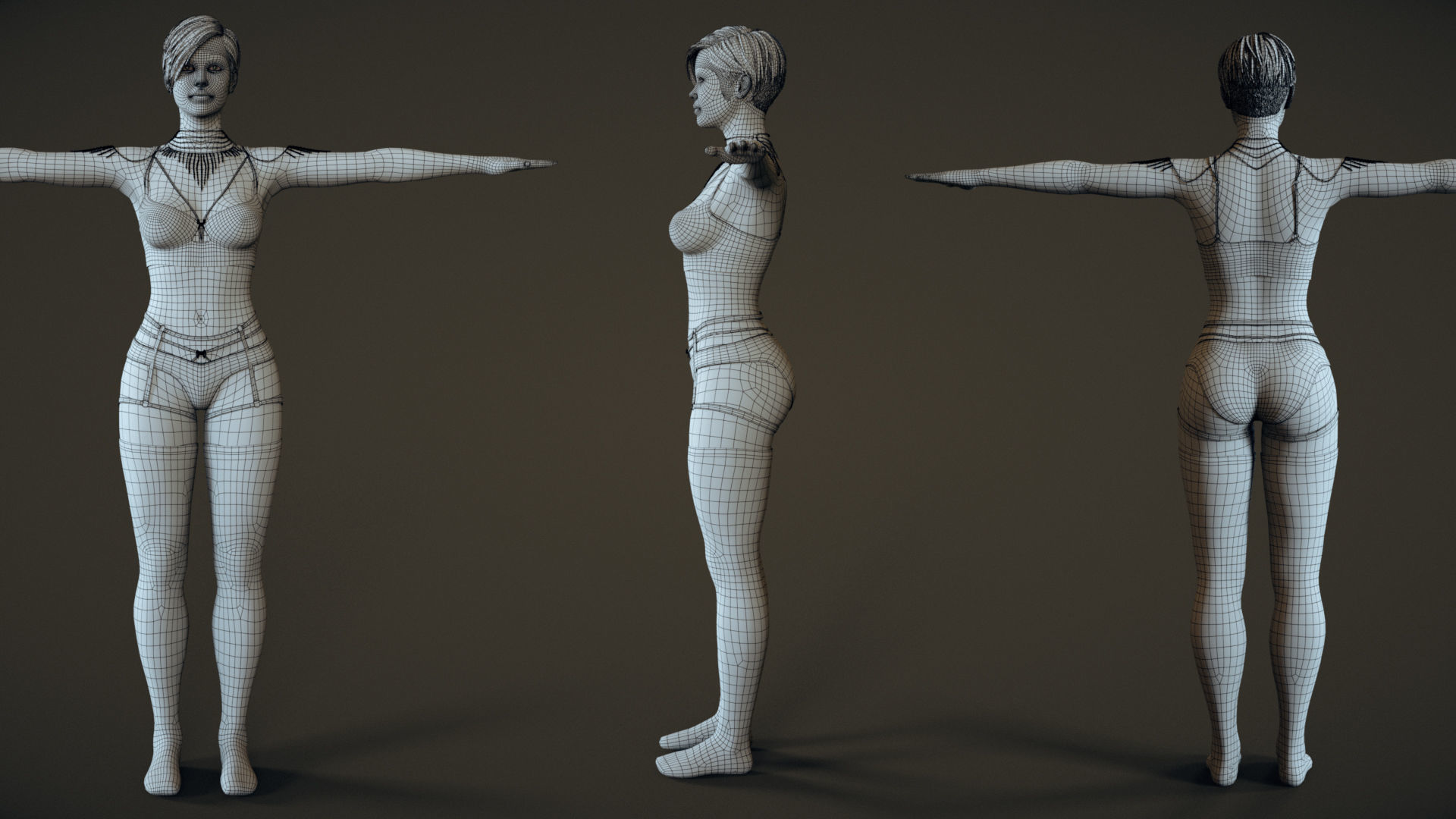 Kristine Rigged Female Model with Facial Blend shapes Low-poly 3D model_7