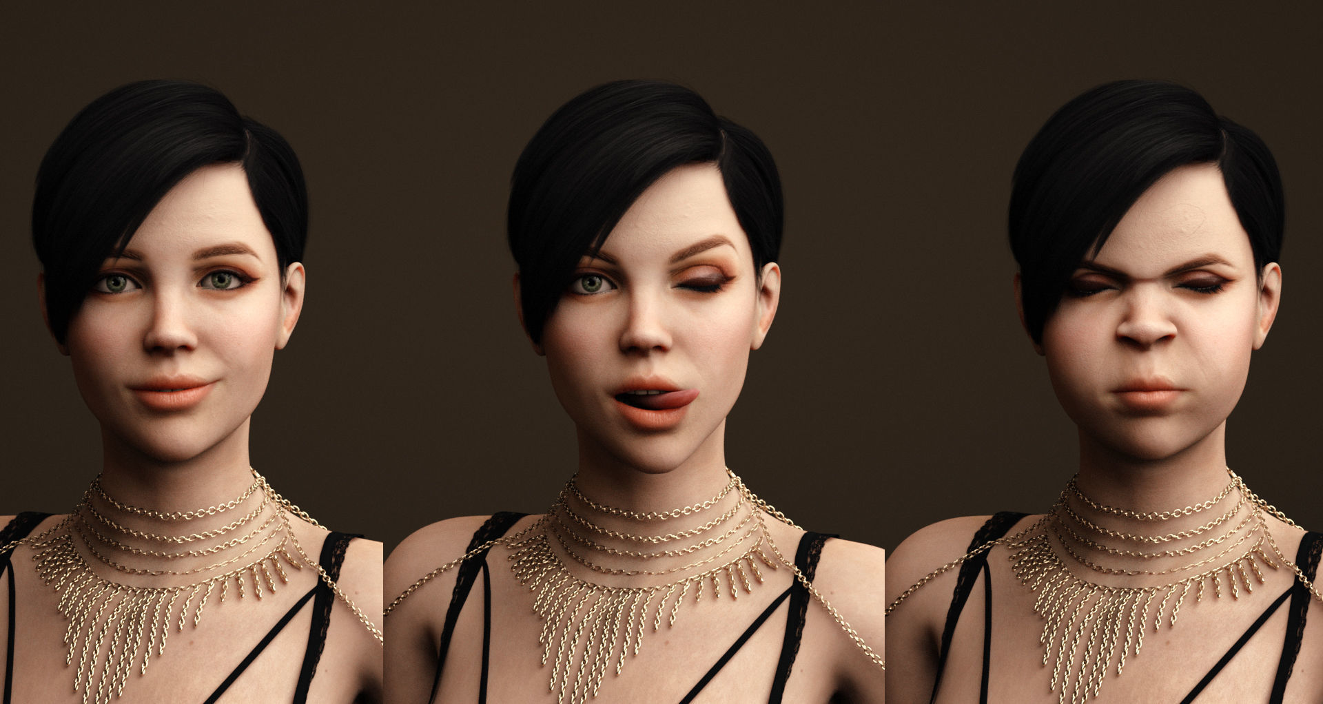Kristine Rigged Female Model with Facial Blend shapes Low-poly 3D model_5