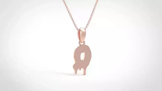 Model 599 Blood Horror Initial Q Letter Diamond Pendant