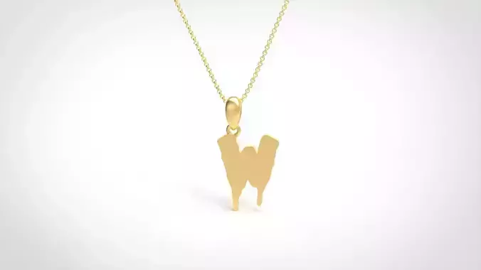 Model 600 Blood Horror Initial W Letter Diamond Pendant