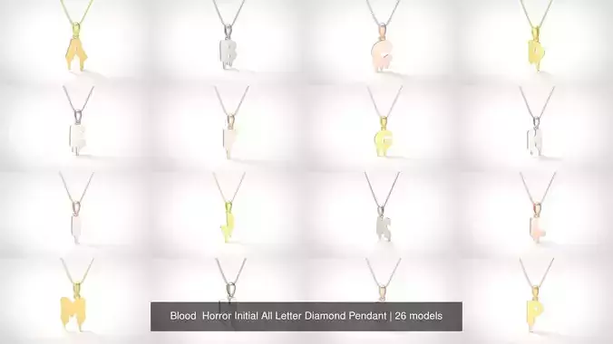 Blood  Horror Initial All Letter Diamond Pendant