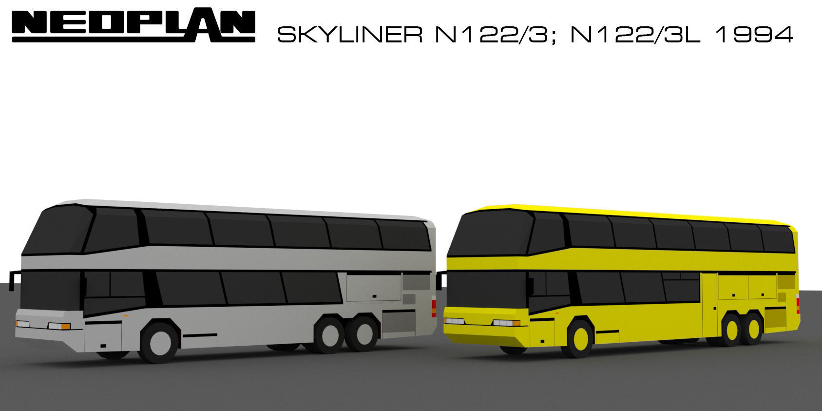Neoplan bus set 1994-1995 Free low-poly 3D model_2