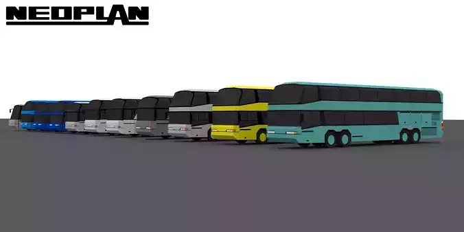 Neoplan bus set 1994-1995 Free low-poly 3D model