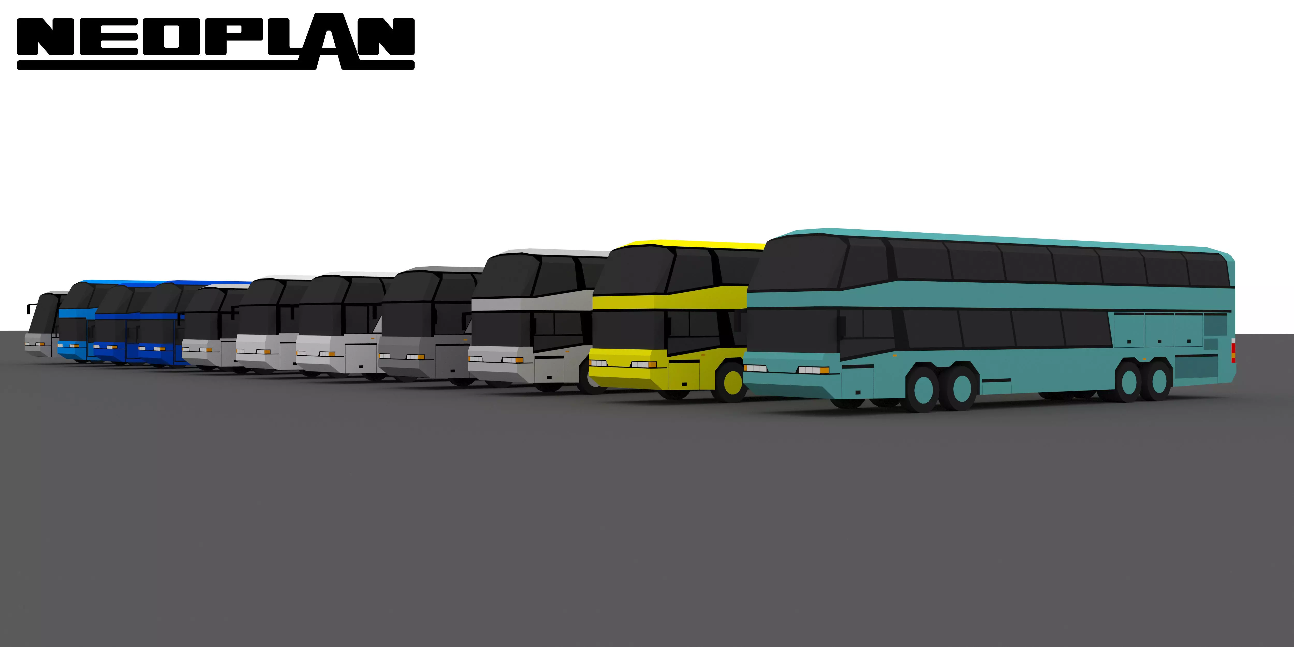 Neoplan bus set 1994-1995 Free low-poly 3D model_0