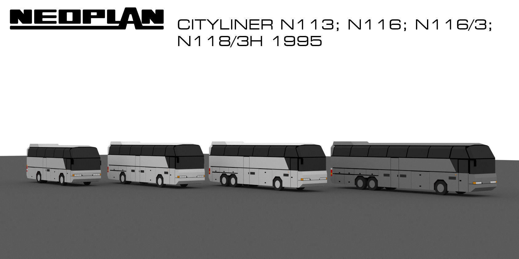 Neoplan bus set 1994-1995 Free low-poly 3D model_3