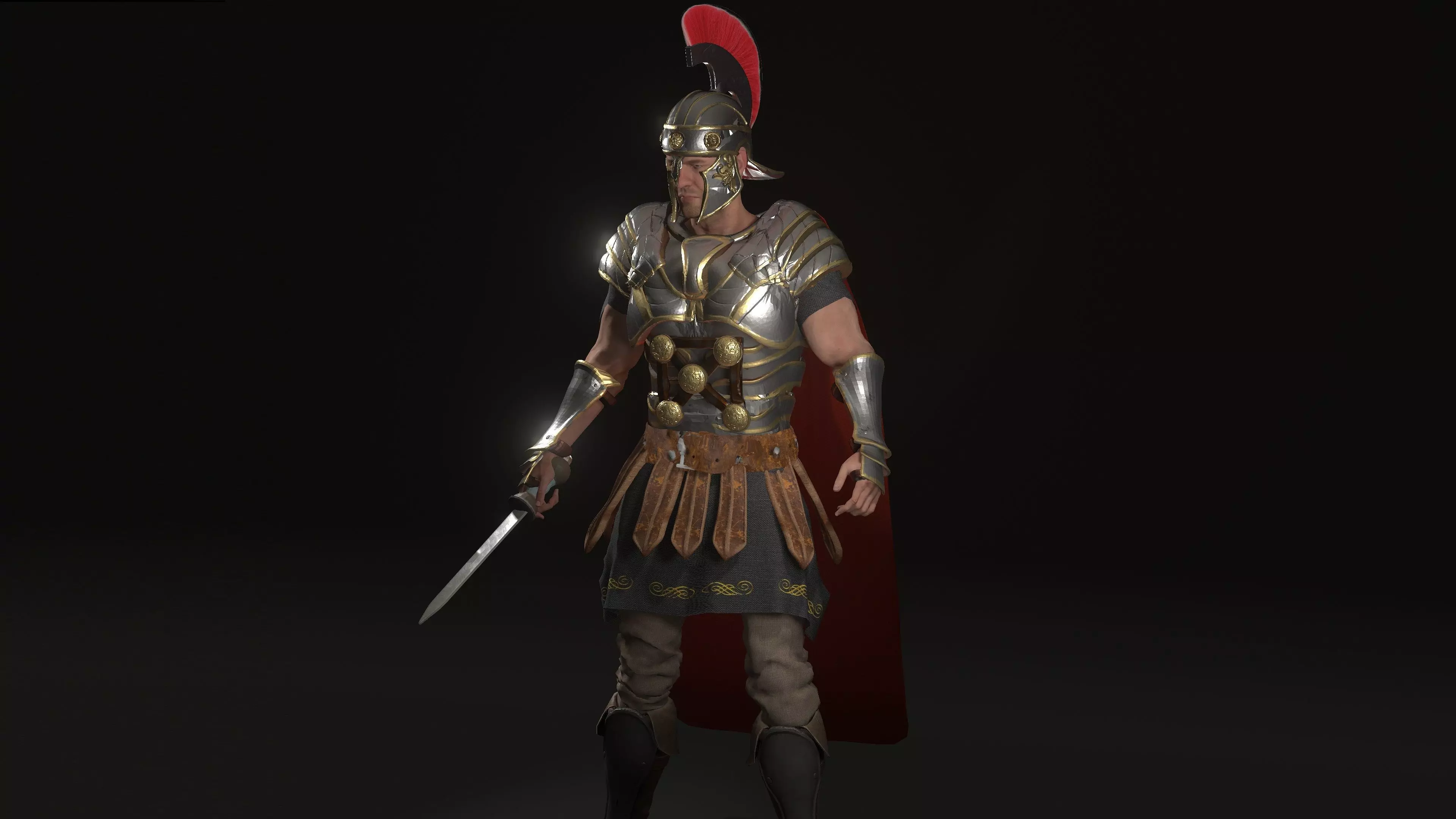 Roman Soldier Low-poly 3D model_0