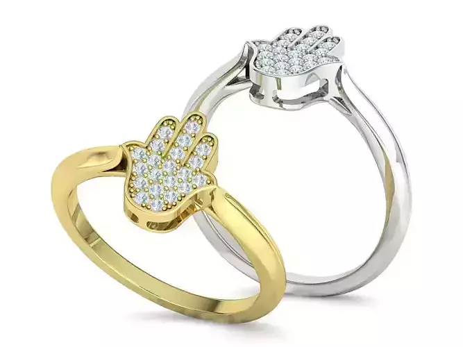 Delicate Hamsa Ring Jewish Ring Protective Ring 3dmodel