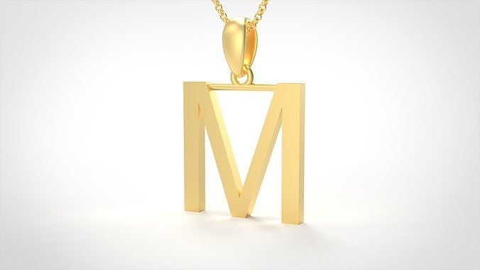 Model 614 Classic Initial Light M Letter 3D print model