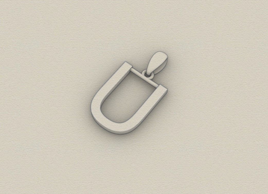 Model 621 Classic Initial Light U Letter 3D print model_9