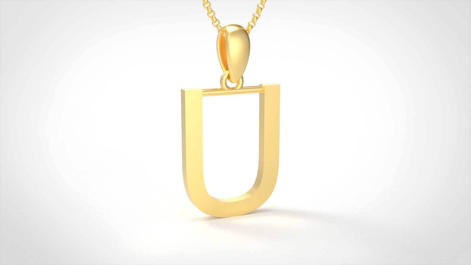 Model 621 Classic Initial Light U Letter 3D print model_2