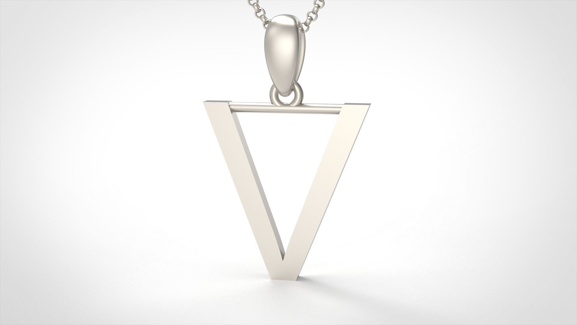 Model 622 Classic Initial Light V Letter 3D print model_4