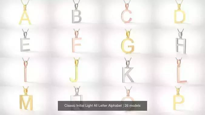 Classic Initial Light All Letter Alphabet 3D Model Collection