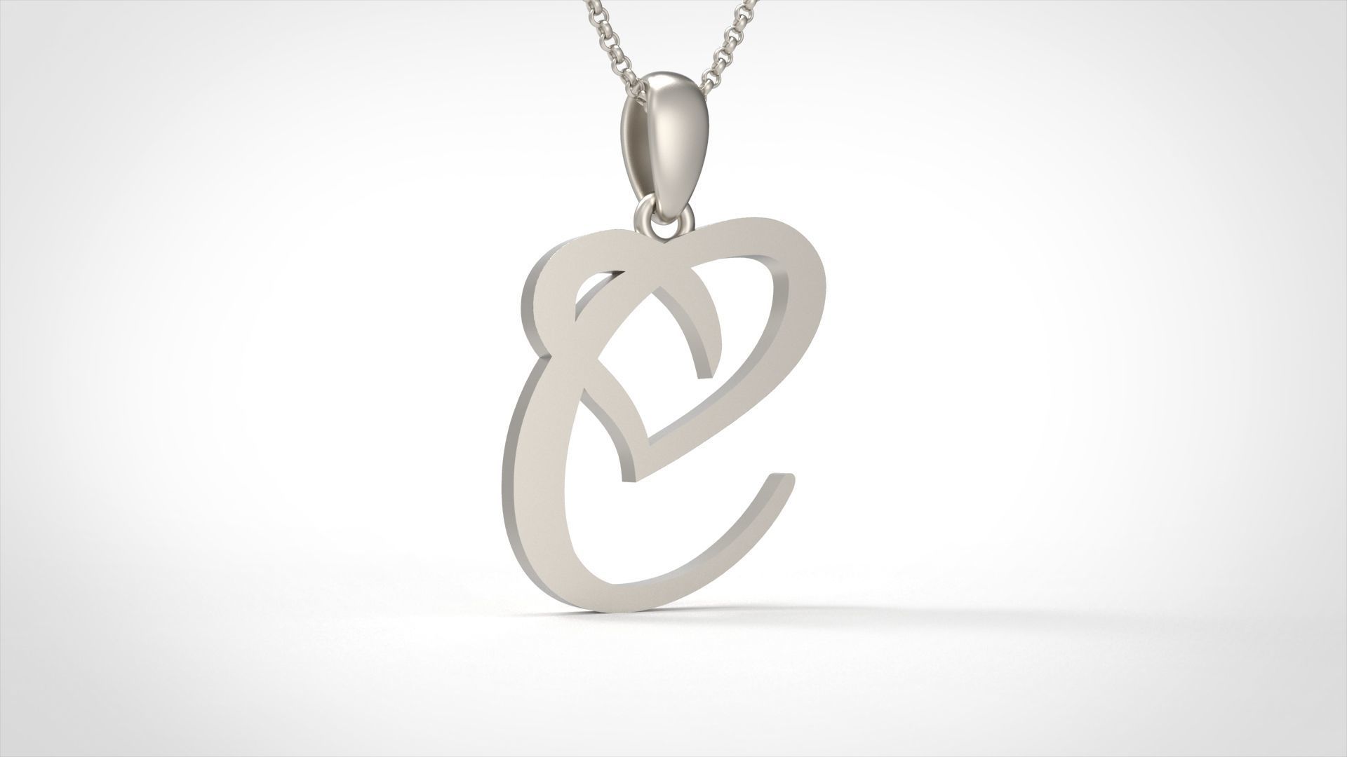 Model 630 C Love Heart Initial Letter   3D print model_5