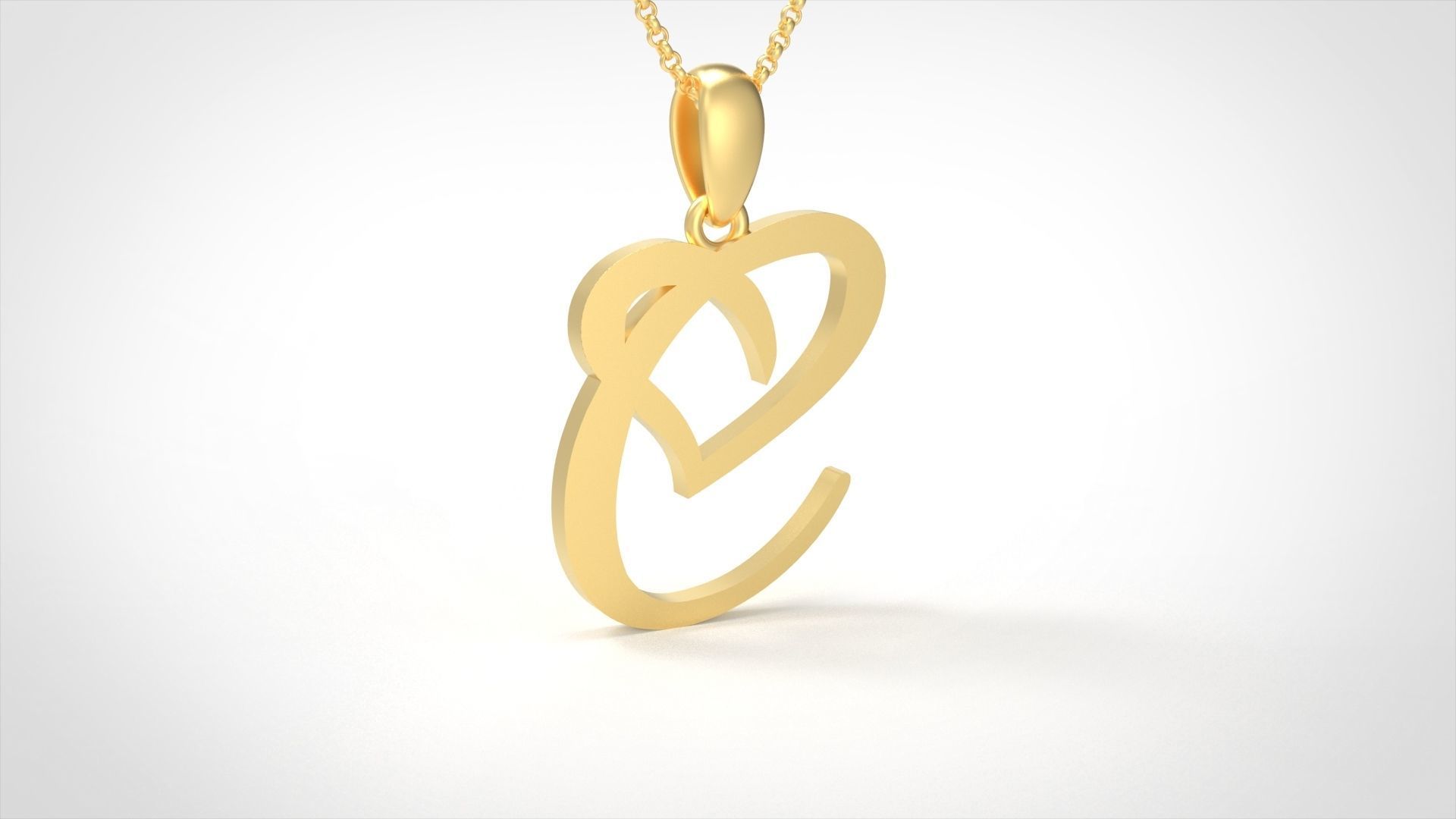 Model 630 C Love Heart Initial Letter   3D print model_2