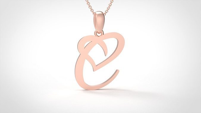 Model 630 C Love Heart Initial Letter   3D print model